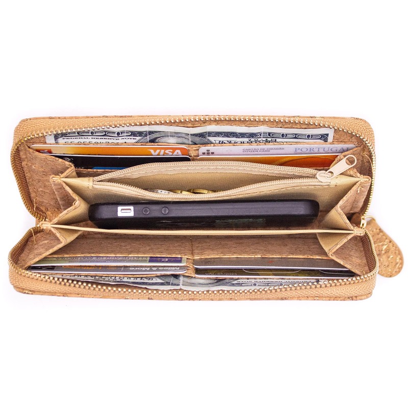 Natural Cork Wallet for Women Vegan Cork Leather Modern Wallet,