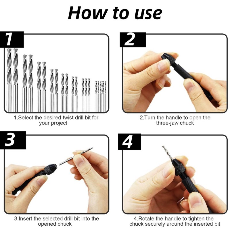 26-Piece Precision Pin Vise Hand Drill Set with Twist Drill