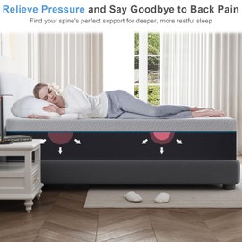 8 Inch Twin Size Cooling Memory Foam Mattress - Medium Firm Gel-Infused for Pressure Relief & Cool Sleep, Breathable Comfort in a Box (39''W x 75''L)