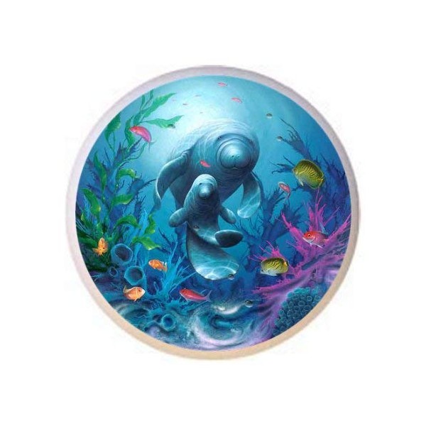 Manatees KNOB from The Critters Animals Collection Glossy Ceramic Dresser