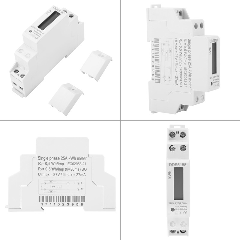 DDS5188 LCD Digital Din Rail Electric Meter 5-25A For Kilowatt