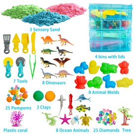 Sensory bin,Dino & Ocean Sensory Sand,Dino & Ocean Sensory Toys with Play Sand for Toddlers Boys and Girls,Kids Toys Gift Sand Box for Age 3 4 5 6 7 8