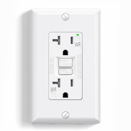 ELEGRP Outdoor GFCI Outlet 20 Amp, Self-Test GFI Electrical Outlet with Narrow Design, Tamper Resistant GFCI Receptacle with LED Indicator, UL Listed, Matte White, Wall Plate Included, 1 Pack