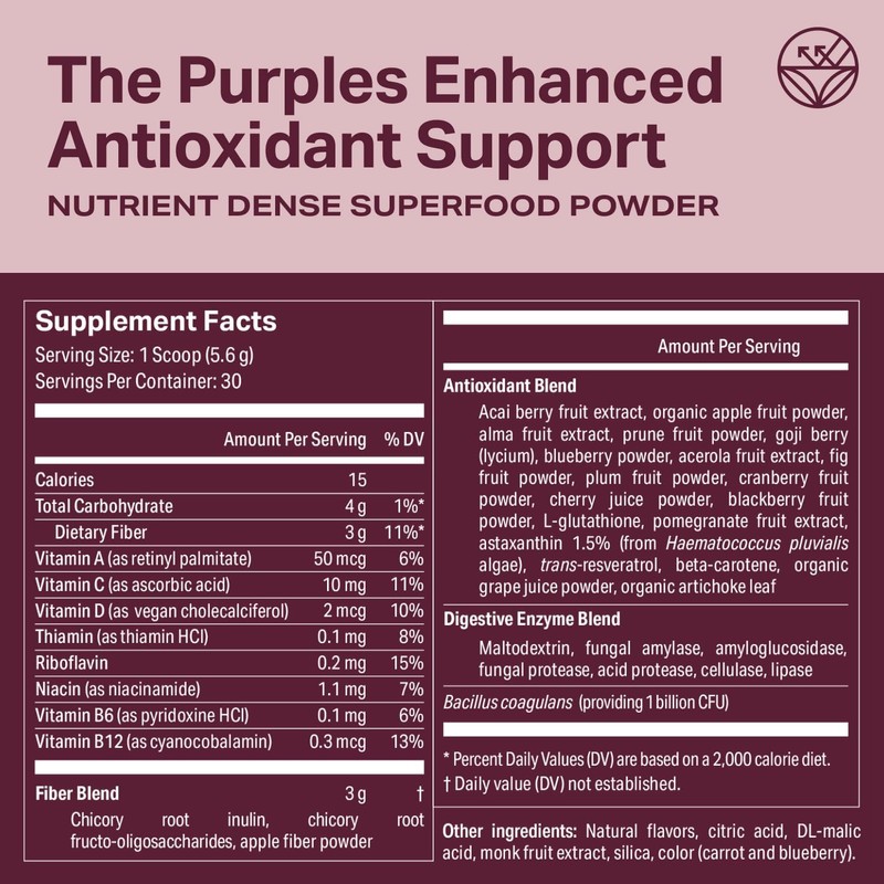 Proper, The Purples Nutrient-Dense Superfood Powder - Antioxidant Supplement and