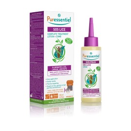Puressentiel SOS Lice Complete Treatment Lotion + Comb - Eliminate lice, larvae and nits when used with combing - Precise targeting - Tested under dermatological control - 100% from natural sources - 100ml