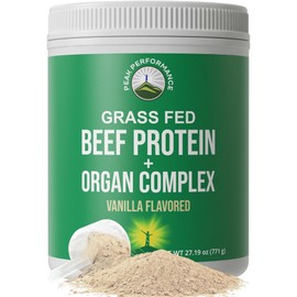 Grass Fed Beef Protein Powder + Organ Complex. Lactose Free Great Tasting Beef Protein Isolate + Organs. Animal Based Non Dairy No Whey Paleo Carnivore Supplement for Muscle Building. Vanilla Flavor