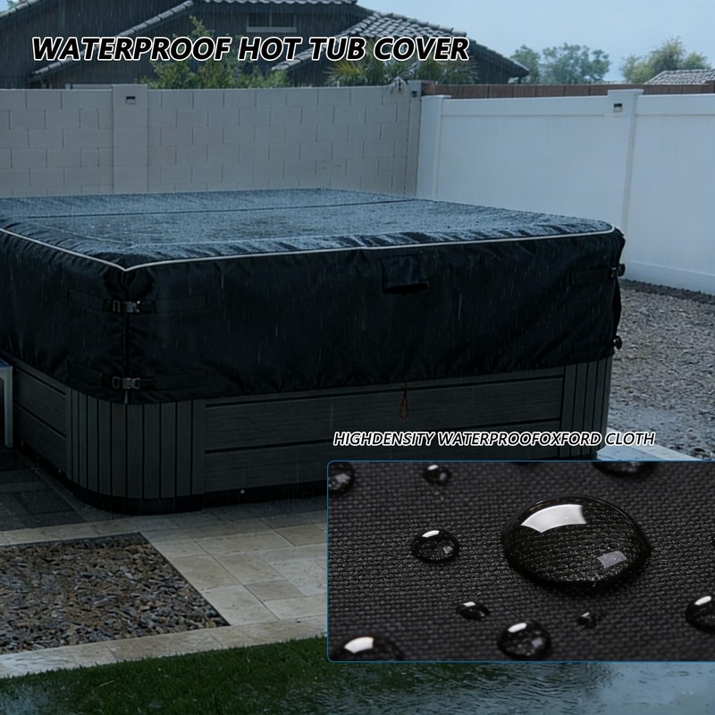 XCZ Heavy-Duty 600D Waterproof Square Hot Tub Cover - 96"
