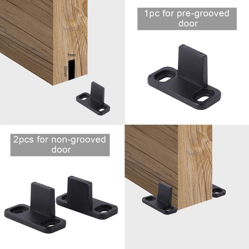 Homode Barn Door Floor Guide, Matte Black Metal Floor Mounted