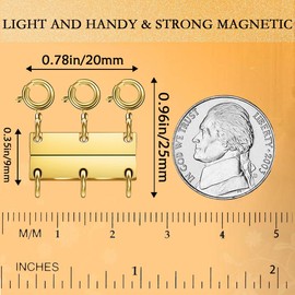 Layering Magnetic Necklace Clasps, Multiple Necklace Clasp,Necklace Clasps for Layered Look，Stainless Steel Chain Link Clasps for Necklaces and Bracelets, Silver, Gold (4pcs|Golden Silver B)