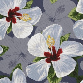 HEKO PANELS Oxford Fabric Waterproof Sold by the Metre Canvas Fabric Polyester Fabric for Sewing Fabrics Furniture Fabrics Decorative Fabrics Waterproof Opaque Flowers Hibiscus Flowers 1 Metre 155 x