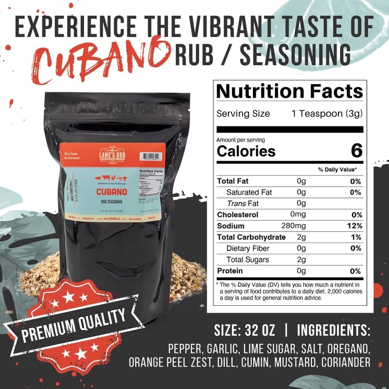 Lane's Cubano Cuban Seasoning Rub, All-Natural Cuban Spice Blend, Perfectly
