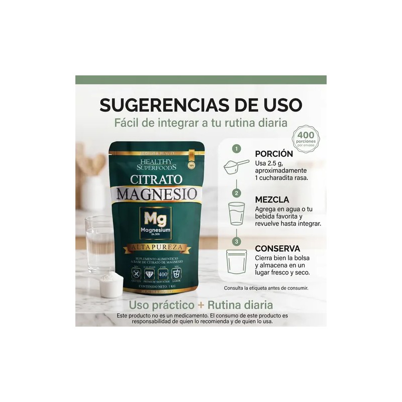 Citrato Magnesio Alta Pureza 1kg Healthy Superfoods