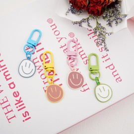 ICHRATI 4 Pcs Smile Expression Keychains for Women Bag Charms Cute Key Chains Car Holder Keys Pendant for Purse Handbag Bag Decoration Teen Girl Decor