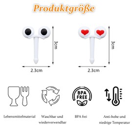 VEGCOO Food Picks, 70 Stücke Niedlich Mini Augen Obstgabeln Kinder Plastik Bento Box Zubehör Für Kinder/Erwachsene