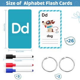 BESARME 26 Pcs Toddler Flash Cards Alphabet Flash Cards Sight Words Reading Learning Cards