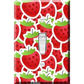 Toggle Wallplate, Single Light Switch Cover Plate - Fresh red strawberry background