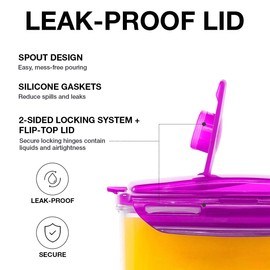 LocknLock Aqua Fridge Door Water Jug | Clear Pitcher | BPA Free Plastic Pitcher with Lid | 2 Quart Pitcher with Lid for Water, Juice, Tea & More Beverages, Purple