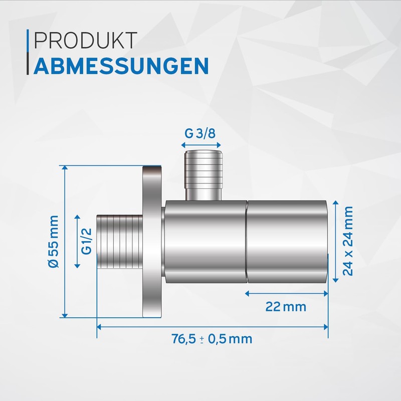 kör4u Design Angle Valve 1/2 x 3/8 Inch Rounded Water