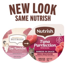 Nutrish Grain Free Wet Cat Food Tuna Purrfection Whole Health Blend with Real Tuna Flakes in a Savory Sauce, 2.8 oz. Cup (Rachael Ray) (Pack of 12)