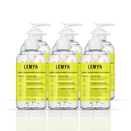 Lemyn Organics Medical Grade Hand Sanitizer Gel - 97% ORGANIC - 8 FL.OZ. with PUMP (PACK OF 6)