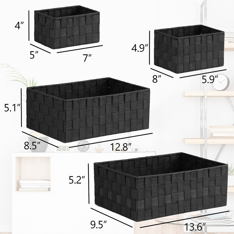 Posprica Woven Storage Baskets for Organizing 6 Pack, Large&Small Storage