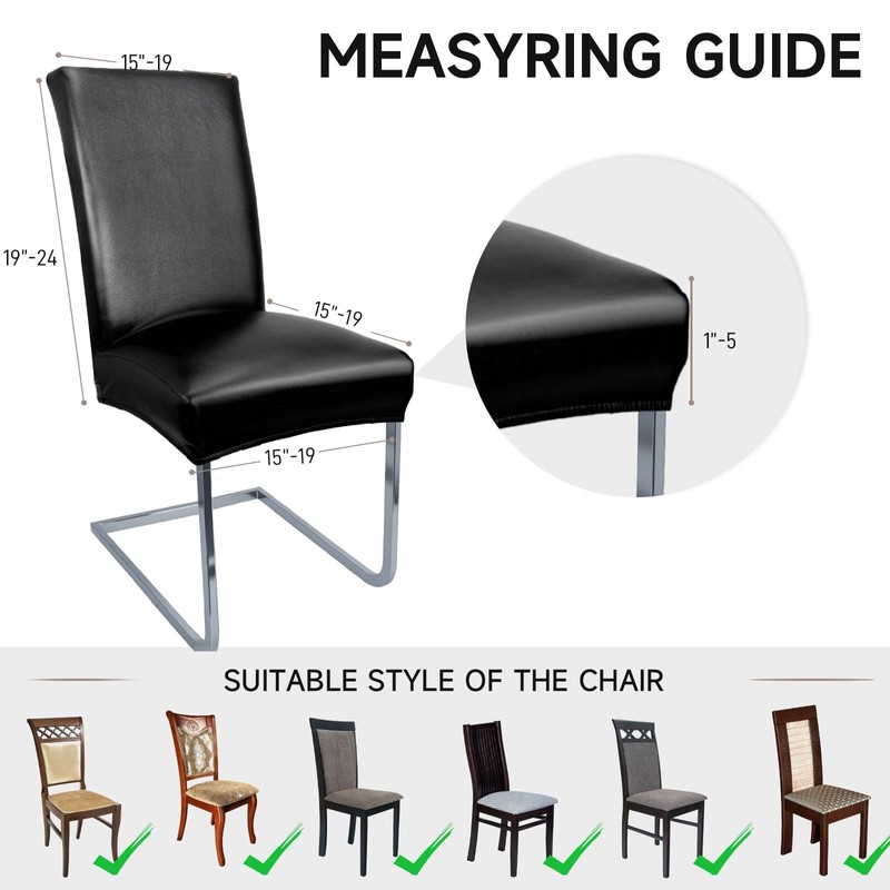 WENZMOC PU Leather Dining Chair Covers Removable 100% Waterproof Chair