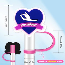 8Pcs Gymnastics Straw Toppers for Tumbles, 10mm Straw Cover Caps Compatible with 30&40 Oz Tumbler with Handle, Drinking Straw Covers Cap for Tumbles Cups Accessories (Gymnastics)