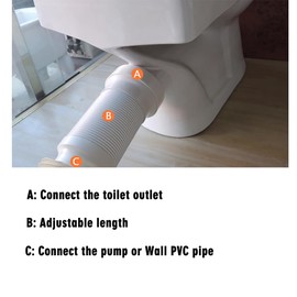 WinZo Toilet Flexible Extension Pipe Connector Parts For Rear Outlet Toilets, P to S Trap Adjustable Kits, White