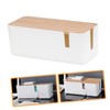 KICHOUSE Cable Storage Box Bamboo Lid Power Line Manager for