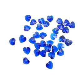 JIHUOO 50 Pcs 14 mm Crystal Heart Shaped Beads Craft Suncatcher Beads Chandelier Pendants Beads Faceted Beads for Bracelets Jewelry Making Beads Blue
