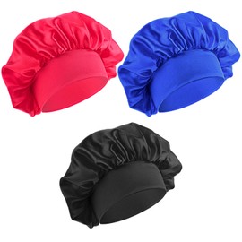 Bewudy 3Pcs Kids Satin Bonnet, Toddler Silk Bonnet for Sleeping Elastic Wide Band Night Sleeping Cap Soft Hair Care
