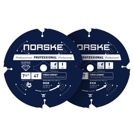 Norske Tools NCSBP282C 7-1/4 inch 4 Tooth Polycrystalline Diamond (PCD) Hardie Fiber Cement Saw Blade (2PC Combo)