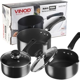 Sauce Pan with Lid, Non-Stick Hard Anodised Cookware - Safe Cooking Pots & Pans - Multi Purpose Sauce Pan for Kitchen - Premium Quality - Housewarming Gift (18cm)