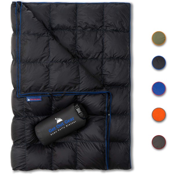 Get Out Gear Down Camping Blanket - Outdoor Lightweight Packable 650 Fill Power Down Blanket Compact Waterproof and Warm Backpacking Quilt for Camping Hiking Travel Hammock
