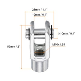 sourcing map Air Cylinder Rod Clevis M10 x 1.25 Internal Thread Y Connection Silver 52 mm Length