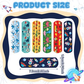 420 Pieces 6 Styles Kids Bandages Fabric Flexible Bandages Self Adhesive Bandage Wrap Small Wounds Burns Baby Child Waterproof Breathable Bandages for Family First Aid Travel Cuts Scrapes (Cool)