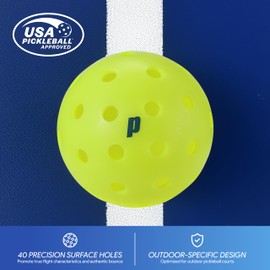 Prince - Performance Pickleballs, Durable for Indoor & Outdoor, 12 Pack