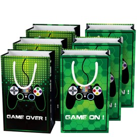 WERNNSAI Game Party Bags - 16 Pack Gift Bags Party Supplies for Kids Boys Birthday Baby Shower Party Favours Treat Goody Bags with Handle