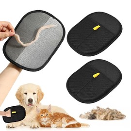 2 PCS Pet Hair Removal Glove,Pet Dog Cat Grooming Glove,Gentle Deshedding Brush Glove Reusable Efficient Pet Hair Remover Mitt,Versatile Grooming Gloves for Dogs,Cats,Rabbits with Long/Short Fur
