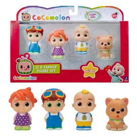 CoComelon Offiicial Friends and Family - 4 Figure Pack - 3 Inch Character Toys - Features Two JJ Figures (Tee and Onesie), TomTom and YoYo - Toys for Babies and Toddlers