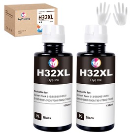 JoyPrinting 32XL Black Ink Bottle Compatible HP 31 32XL Ink Bottle Set Work for HP Smart Tank 7301 7001 7602 5000 6001 5101 5102 Plus 651 551 455 457 450 All-in-One Ink-Tank (135ML, 2 Pack)