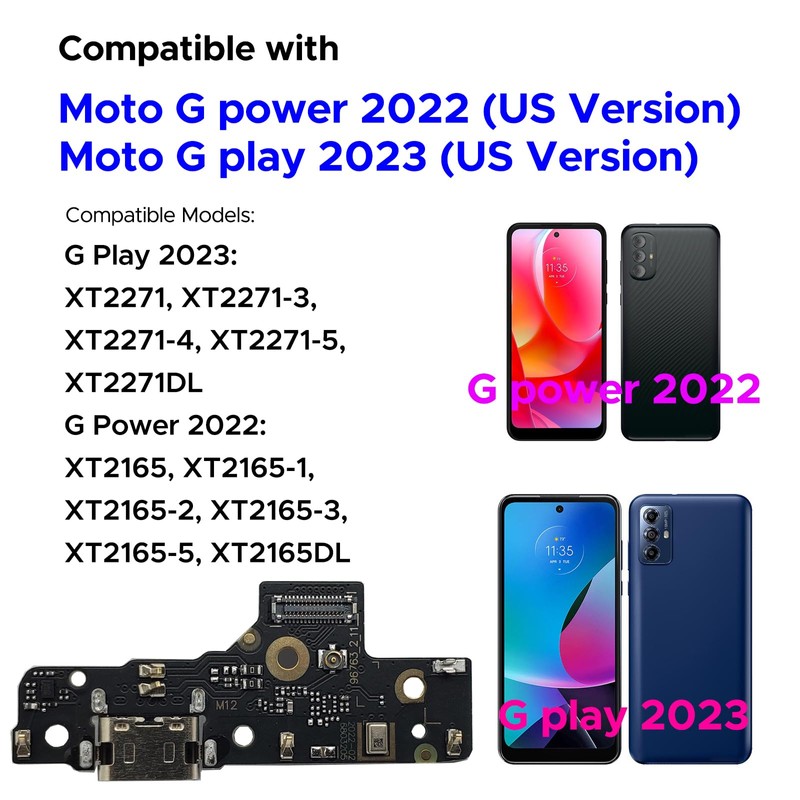 Charging Port Replacement Kit Compatible with Moto G Play 2023