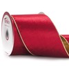 Traico 4" Red Velvet Gold Glitter Backing Wired Ribbon 10