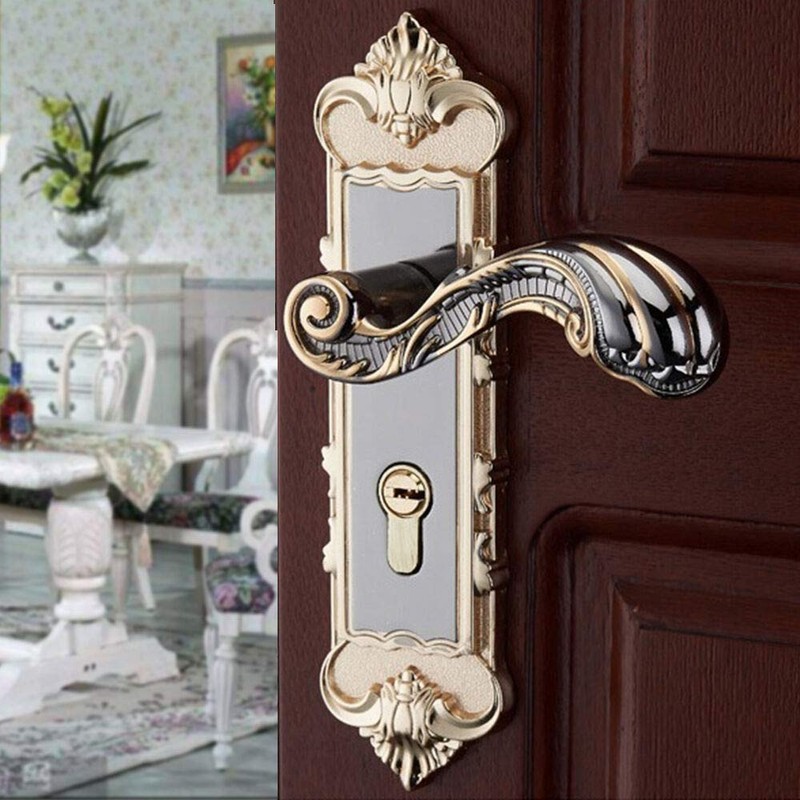 Eapmic Antique Gold Privacy Door Security Entry Handle Lock Mortise