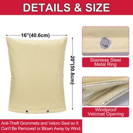 Backflow Preventer Cover Insulated Pouch, Sprinkler Covers with Aluminum Foil for Outside Pressure Vacuum Breaker Winter Water Well Pump Covers Insulated Backflow Cover Pipe Cover (16" Wx20 H, Beige)
