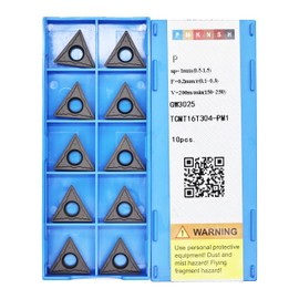 GREAT WALL TCMT32.51 Carbide Insert Cutter TCMT16T304-PM CVD Coated Turning Inserts Grade of GW3025 for Steel Semi-Finishing Turning Cutting,10pcs