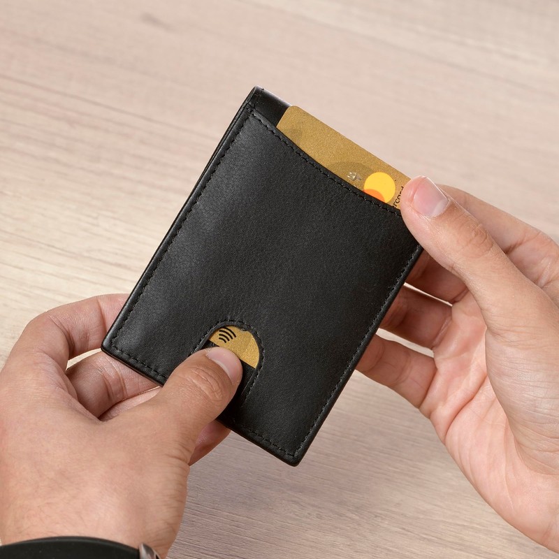 HEMING Black leather wallet for men, small wallet, wallet with