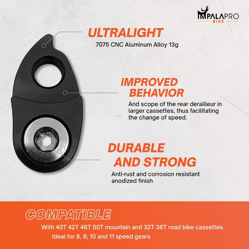 IMPALAPRO Rear Derailleur Hanger Extender Aluminum CNC 7075 Anodized 13g