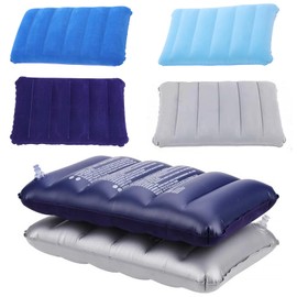 Bssowe Pack of 4 Inflatable Pillows, Inflatable Travel Pillow, Inflatable Seat Cushion, Ergonomic Travel Pillow, Inflatable, Foldable, for Beach, Outdoor, Hiking (47 x 30 cm)