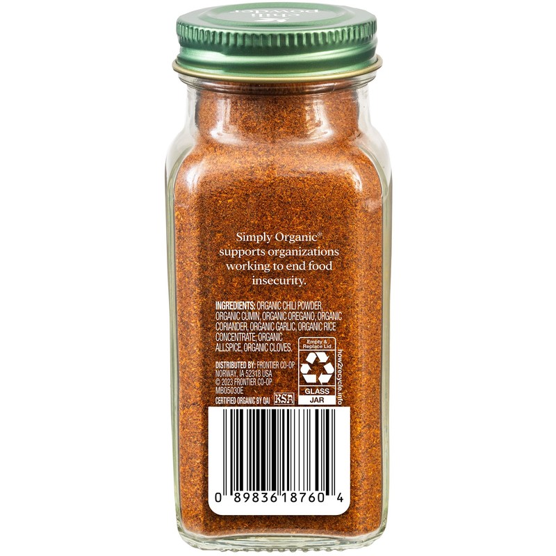 Simply Organic Chili Powder, 2.89-Ounce 3-Pack, Organic Powdered Chili Peppers,